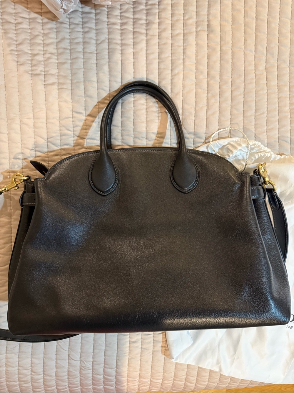 Coach Empire 40 Black Leather Satchel with Gold Hardware - Picture 6 of 10